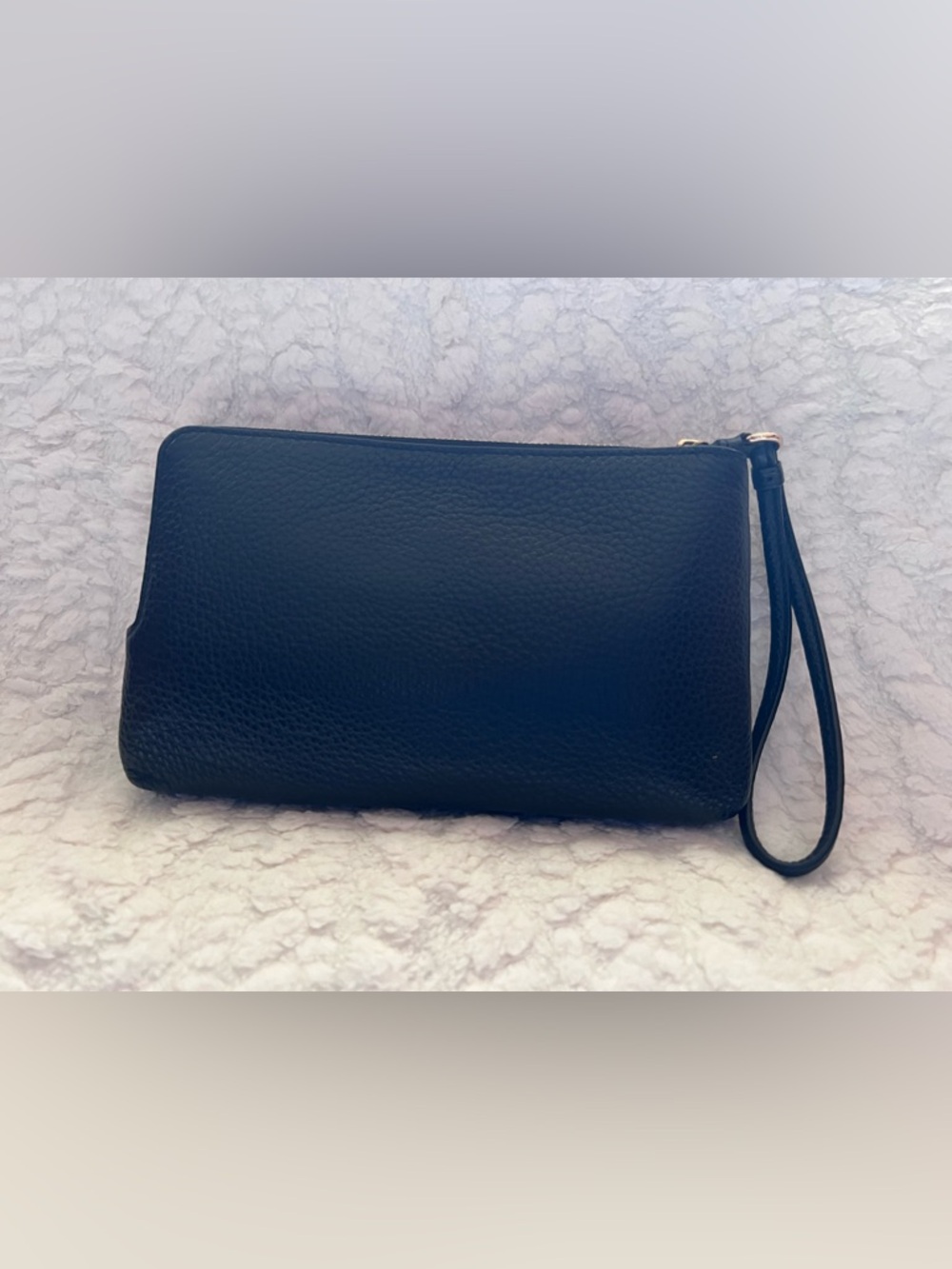 Coach Black Pebbled Leather Zip Wristlet with Silver Hardware - Picture 4 of 4